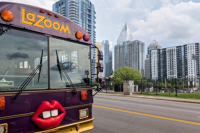2 Person Sketch Comedy Show on Wheels | LaZoom - Boarding at Camp North End: Purple Bus, Murals, and Creative-Hub Energy