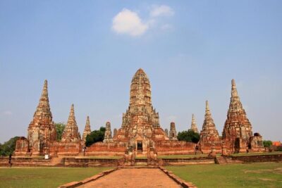 Ayutthaya Ancient City - Wat Yai Chai Mongkol: stupa power and rows of seated Buddhas