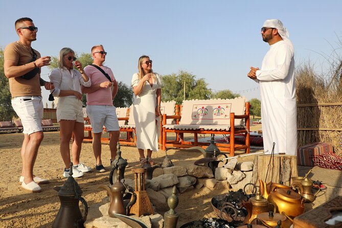 Dubai Evening Heritage Safari by Vintage G Class Al Marmoom Oasis - Arabic coffee-making, luqaimat, and the sunset photo hour