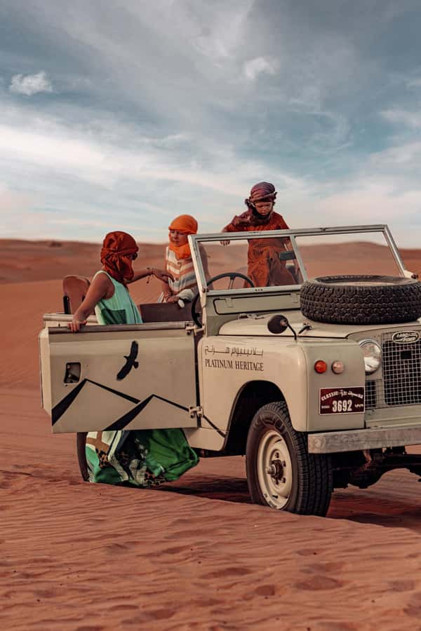 Dubai: Heritage Safari in Vintage Land Rover with Dinner - Bedouin-style camp at a private royal retreat