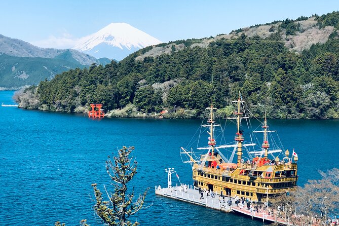 Hike Japan Heritage Hakone Hachiri with certified mountain guide - Lake Ashi at Motohakone-Ko: Torii + Fuji if the sky cooperates