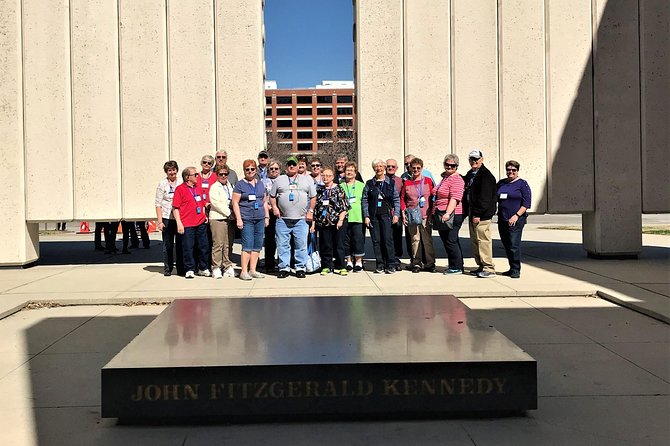 JFK Historical Tour - Main Street Garden and the old police/jail building: Oswald held, then later hunted