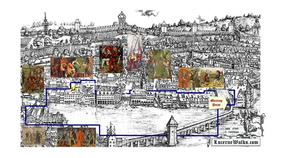 Lucerne: 1-Hour Historical Tour with Night Watchman - Ritter Palace, Hans von Trient vs. Lux Ritter, and the dance of death finale