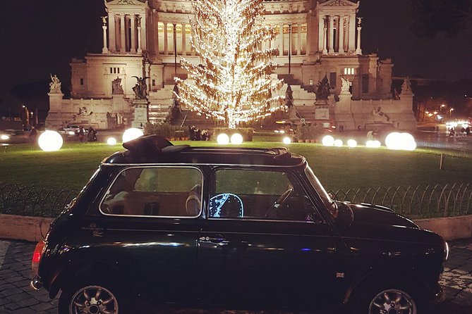 NIGHT TOUR THINK BIG, GO MINI! Rome in Mini Cooper Classic Cabrio - Gianicolo Viewpoint and Fontana dell’Acqua Paola: Where Rome Feels Like a City