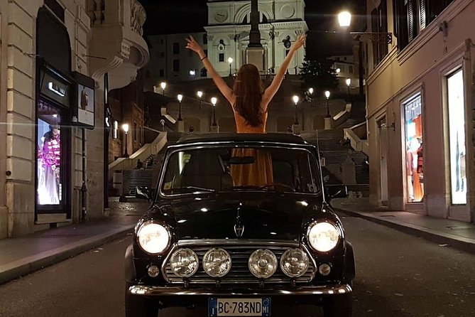 NIGHT TOUR THINK BIG, GO MINI! Rome in Mini Cooper Classic Cabrio - Pickup at 9 PM and the 3-Hour Rhythm (How the Night Flows)