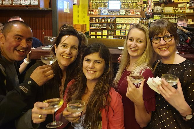 Sip, Sites & Bites Barcelona Food, Drinks & History Tour - La Barceloneta: the family bar start with Cava and two classics
